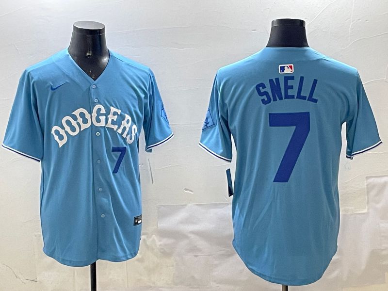 Men Los Angeles Dodgers #7 Snell Light Blue Joint Name 2025 Nike MLB Jersey style 23->los angeles dodgers->MLB Jersey
